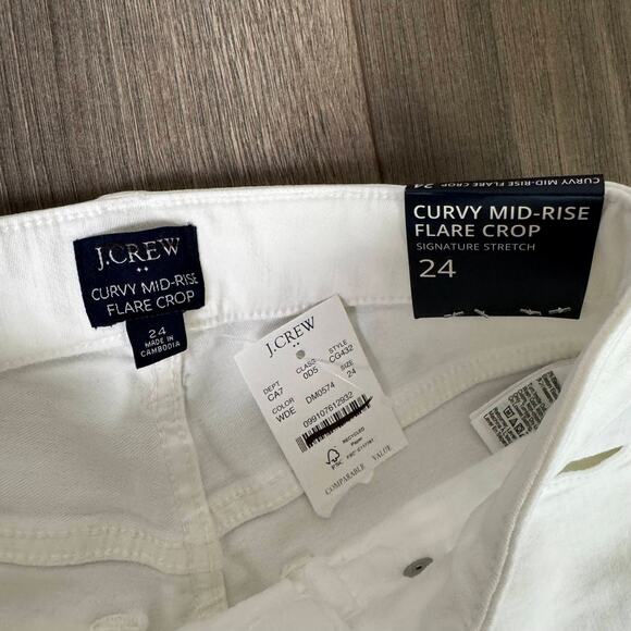 J.crew Factory Curvy Mid-Rise Flare Crop Jean in Signature Stretch WMNS 24 White - Picture 6 of 10
